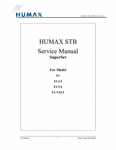 Humax Superset F1 F1-C1 F1-VA F1-VACI Superset F1 F1-C1 F1-VA F1-VACI STB
